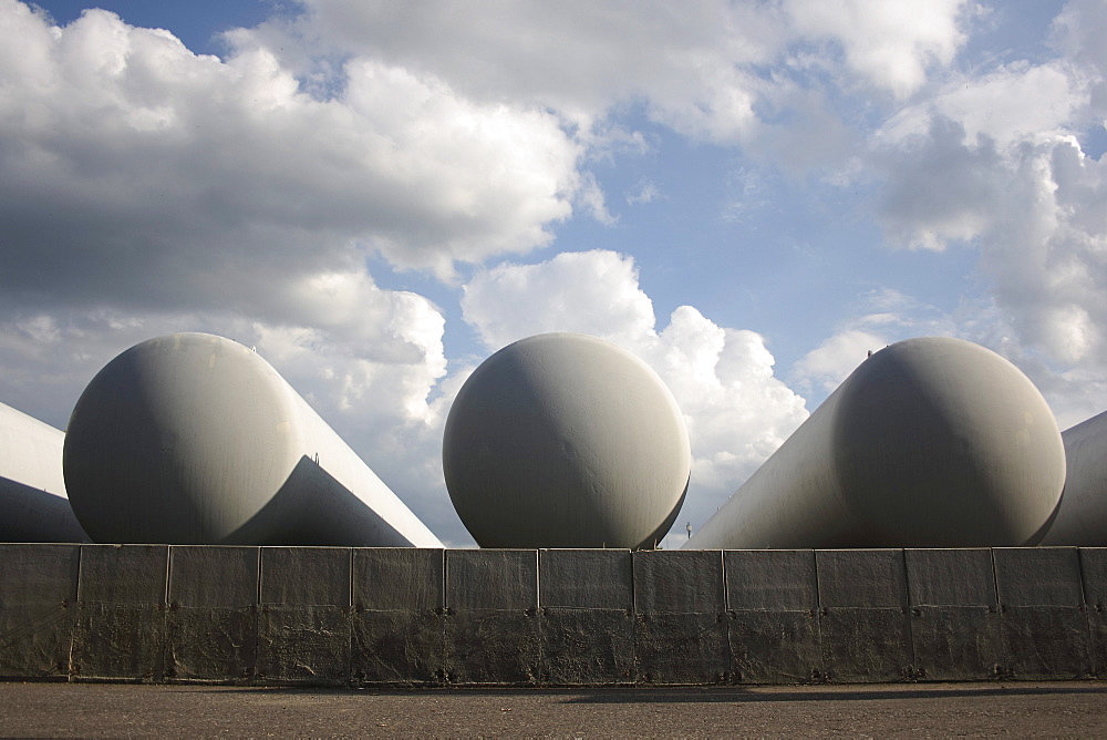 Natural gas tanks, Biberach ad Riss, Upper Swabia, Baden-Wuerttemberg, Germany, Europe