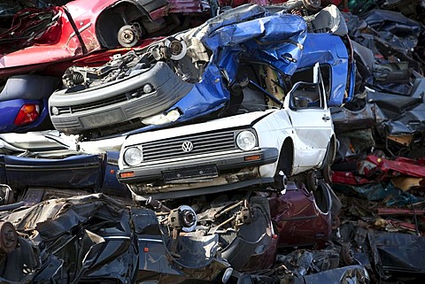 Old cars at a scrap yard