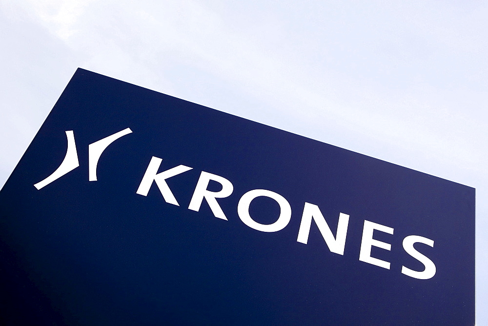 Logo of the Krones AG company on a factory hall in Neutraubling, Bavaria, Germany, Europe