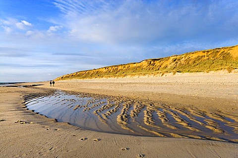 Evening mood at the beach in front of Rotes Kliff, red cliff, Kampen, Sylt Island, North Frisia, Schleswig-Holstein, Germany, Europe