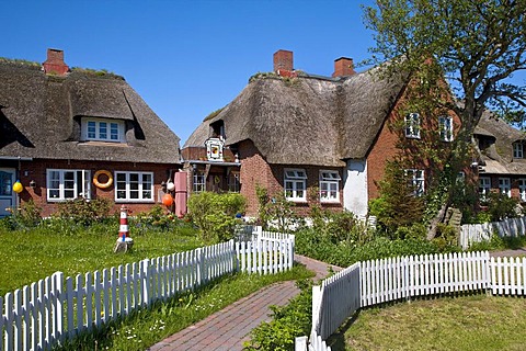 Village centre, Hallig Oland, North Frisia, Schleswig-Holstein, Germany, Europe