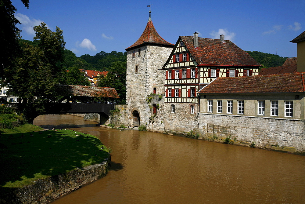 Kocher River, Schwaebisch Hall, Baden-Wuerttemberg, Germany, Europe