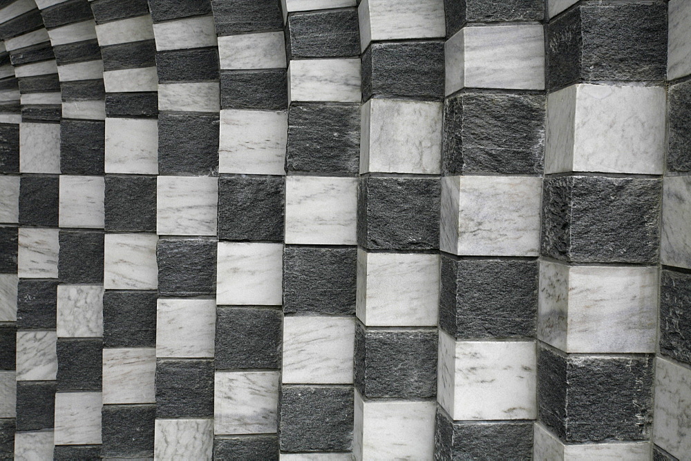 The granite church designed by star architect Mario Botta in Mogno, Valle Maggia, Ticino, Switzerland, Europe