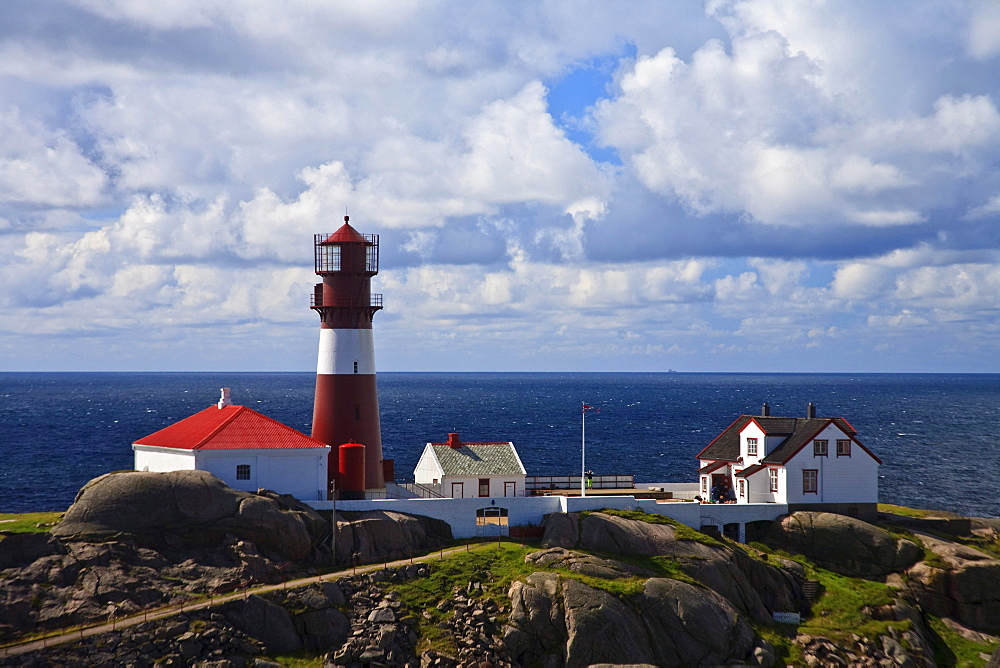 Ryvingen Fyr lighthouse on island, southern Norway, Norway, Europe