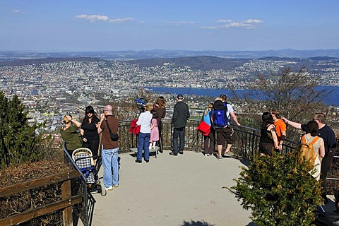 Looking from west to east from Uetliberg "top of Zurich", the vantage point of Zurich, the city of Zurich, Zurich, Switzerland