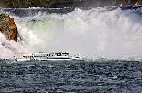 Excursion boat on the Rhine Falls near Schaffhausen, Switzerland