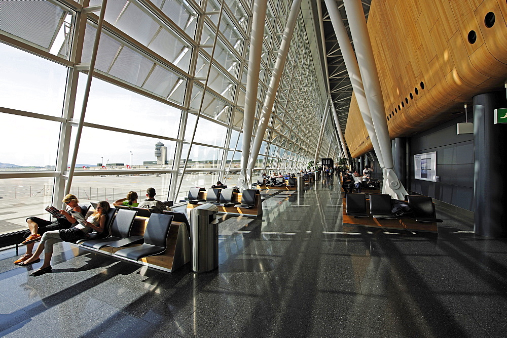 Waiting lounge in depature hall of Zurich Airport, Switzerland, Europe