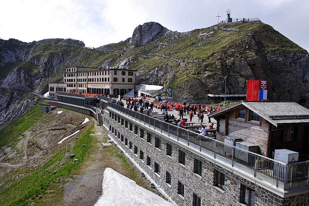 Hotel Pilatus Kulm on Mount Pilatus, popular tourist's destination, near Lucerne, Switzerland, Europe