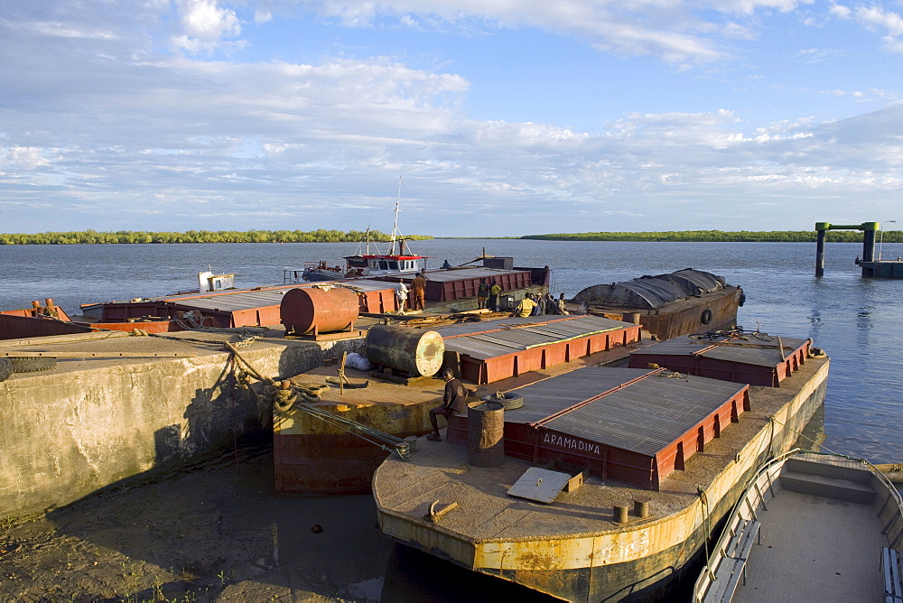 Ships for transporting coconuts or copra in the port of Quelimane, Mozambique, Africa