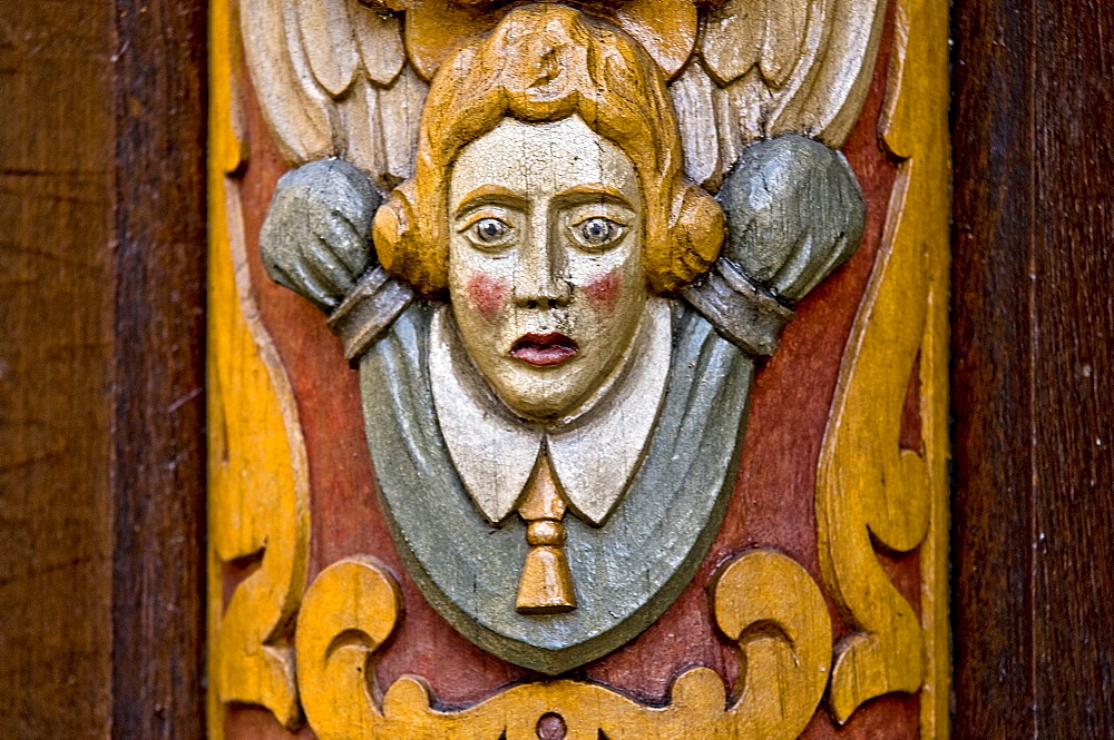 Detail of the front of the Wedekindhaus house at the market square, Hildesheim, Lower Saxony, Germany, Europe