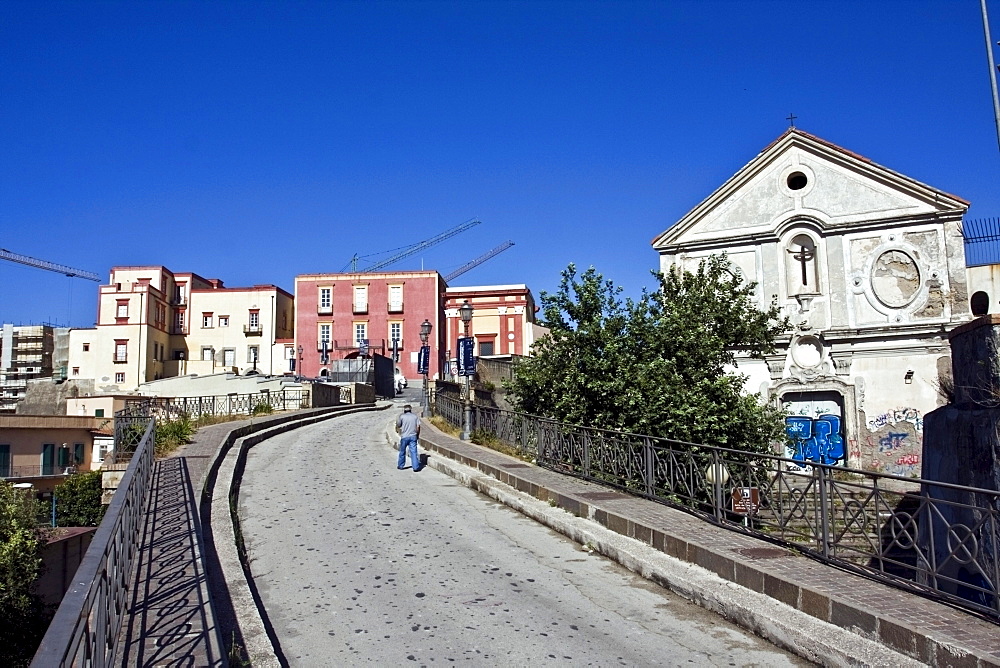 Entrance to Rione Terra and Church of Santa Croce, also Church of Purgatory, Pozzuoli, Naples, Italy, Europe