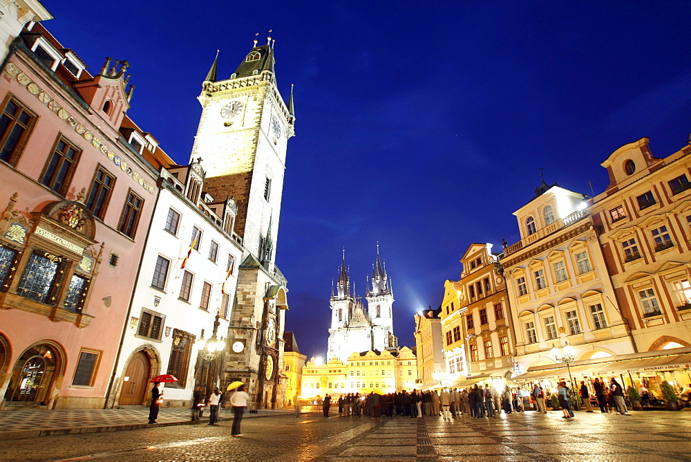 Old Town Square at night, Prague, Central Bohemia, Czech Republic, Eastern Europe