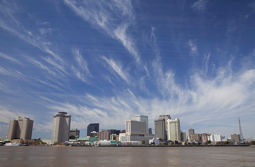 The New Orleans skyline and the Mississippi River, New Orleans, Louisiana, USA