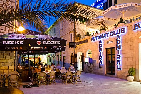 Nightlife, historic centre of Rab, Rab Island, Istria, Croatia, Europe