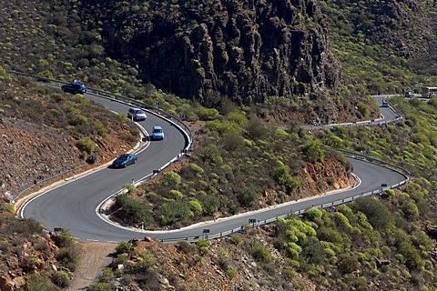 Bendy road, discovering the island by car, Grand Canary, Canary Islands, Spain, Europe