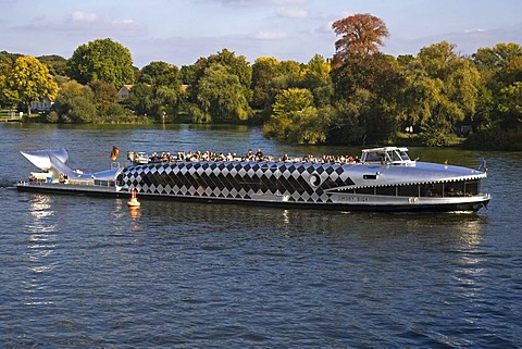 The tourist boat, Moby Dick, on the Kleinen Wannsee Lake, Potsdam, Brandenburg, Germany, Europe