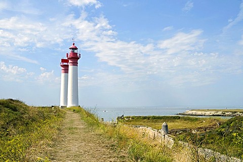 Lighthouses, landscape, overview, Ile d'Aix Island, Poitou Charentes, France, Europe