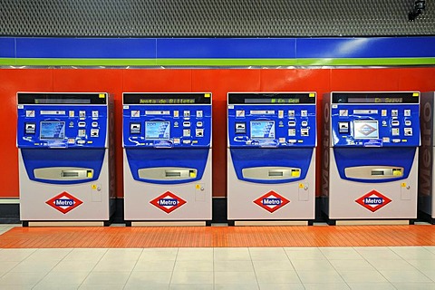 Ticket machines, Metrostation El Capricho, Madrid, Spain, Europe