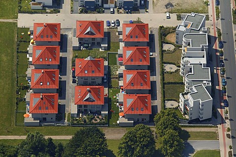 Aerial view, Alperbeck district, Stadtkrone Ost, housing construction, Dortmund, Ruhr Area, North Rhine-Westphalia, Germany, Europe