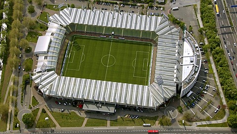 Aerial photograph, BayArena, national league, football, Leverkusen, North Rhine-Westphalia, Germany, Europe