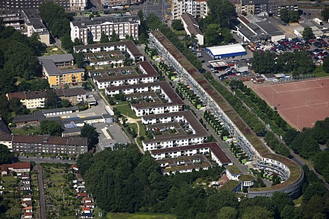 Aerial photo, CEAG estate, IBA, residential block, Muensterstrasse, Bornstrasse, Dortmund, Ruhr area, North Rhine-Westphalia, Germany, Europe