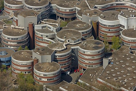 Aerial photo, Essen University, the Gerhard Mercator University, "biscuit tins", Duisburg, Ruhr area, North Rhine-Westphalia, Germany, Europe