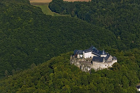 Aerial photograph, Waldeck castle, Hesse, Germany, Europe