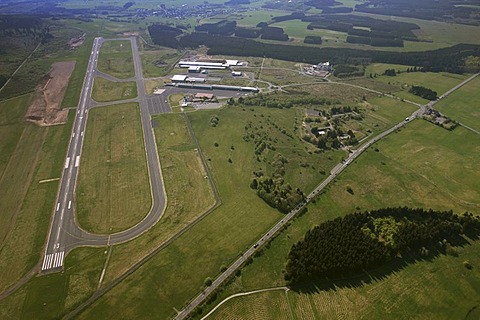 Aerial picture, Siegerland airport industrial park, Burbach, Sauerland, North Rhine-Westphalia, Germany, Europe