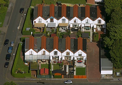 Aerial photograph, rows of residential houses, Horstmar, Luenen, Ruhr Area, North Rhine-Westphalia, Germany, Europe