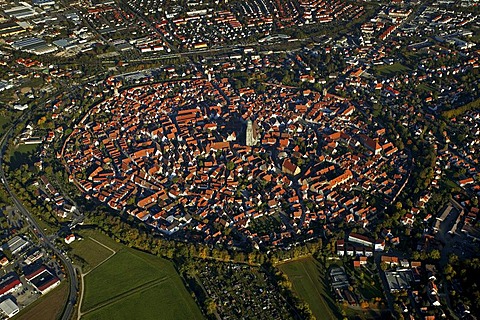 Aerial photograph, Noerdlinger Ries, Noerdlingen, Bavaria, Gemany, Europe