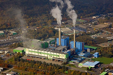 Aerial photograph, waste incinerator, RZR, AGR, Herten, Ruhr district, North Rhine-Westphalia, Germany, Europe