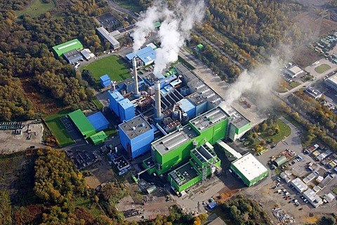 Aerial photograph, waste incinerator, RZR, AGR, Herten, Ruhr district, North Rhine-Westphalia, Germany, Europe