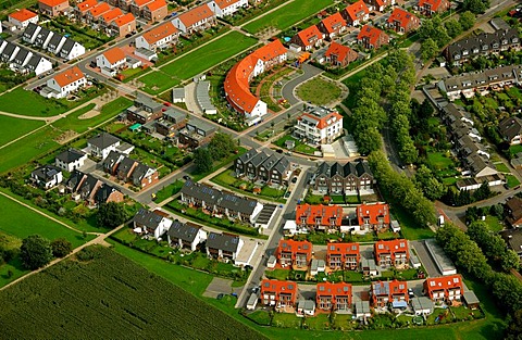 Aerial picture, block buildings, terraced houses, Berliner Strasse Uechtmannstrasse Einsteinweg building area, Gladbeck, Ruhr area, North Rhine-Westphalia, Germany, Europe