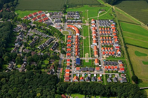 Aerial picture, block buildings, terraced houses, Berliner Strasse Uechtmannstrasse Einsteinweg building area, Gladbeck, Ruhr area, North Rhine-Westphalia, Germany, Europe