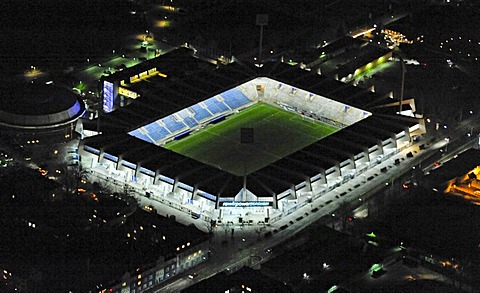 Aerial photo, night shot, VFL Stadium, soccer stadium, Bochum, Ruhr Area, North Rhine-Westphalia, Germany, Europe