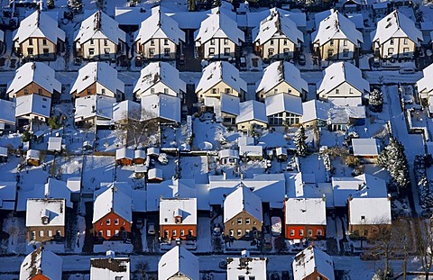 Aerial photo, Mausegattstrasse street, residential area, originally built for mine workers, Muelheim, Ruhr Area, North Rhine-Westphalia, Germany, Europe