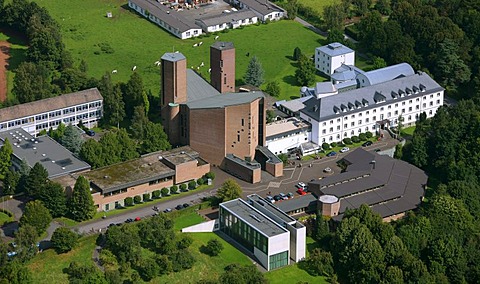 Aerial photo, Benedictine Abbey Koenigsmuenster, Haus der Stille, House of Silence, Meschede, Hochsauerlandkreis, Sauerland, North Rhine-Westphalia, Germany, Europe