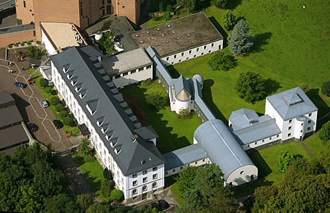 Aerial photo, Benedictine Abbey Koenigsmuenster, Haus der Stille, House of Silence, Meschede, Hochsauerlandkreis, Sauerland, North Rhine-Westphalia, Germany, Europe