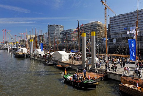 Historic ship port in Sandtorhafen port in the HafenCity of Hamburg, Germany, Europe