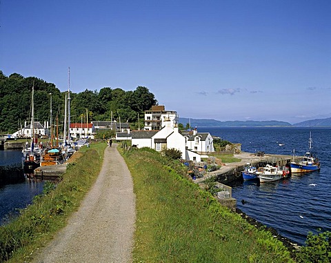 Crinan with Crinan Canal on the left, Scotland, United Kingdom, Europe