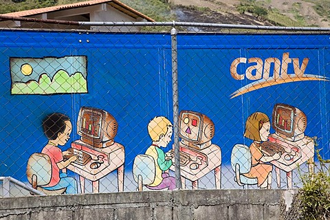 Graffiti on school wall, fence, Santo Domingo, Venezuela, South America