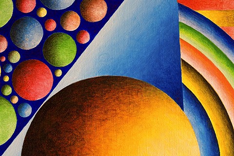 Acrylic painting, theme: colourful universe, by the artist Gerhard Kraus, Kriftel, Germany