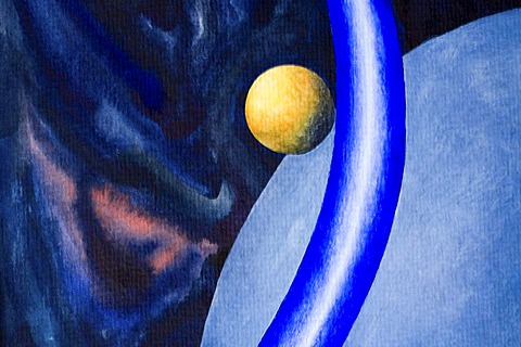 Acrylic painting, theme: planets of the universe, by the artist Gerhard Kraus, Kriftel, Germany