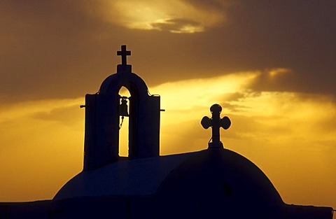 Chapel in vespertine back light, Naxos City, Naxos Island, Greece, Europe