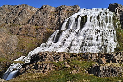 Waterfall Dyanjandi rather Fjallfoss, West Fjord, Iceland, Europe