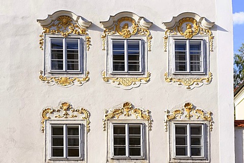 Rococo facade, Prechtlerstrasse, Grieskirchen, Upper Austria, Europe