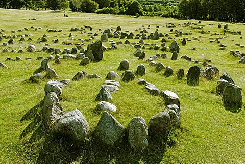 Cemetery from the Iron Age and Viking age Lindholm Hoje near Aalborg, Jutland, Denmark, Europe