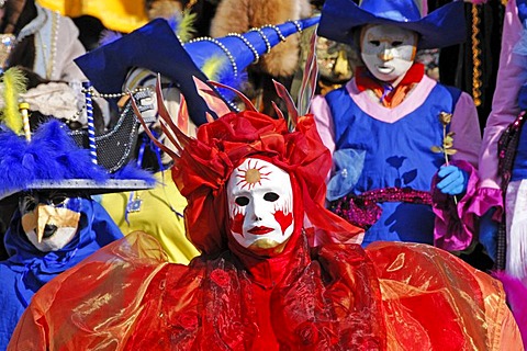 Masks, Hallia Venezia Festival, Schwaebisch Hall, Baden-Wuerttemberg, Germany, Europe