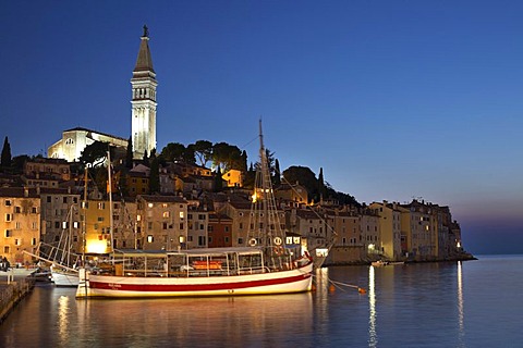 Rovinj at night, Adriatic, Istria, Croatia, Europe