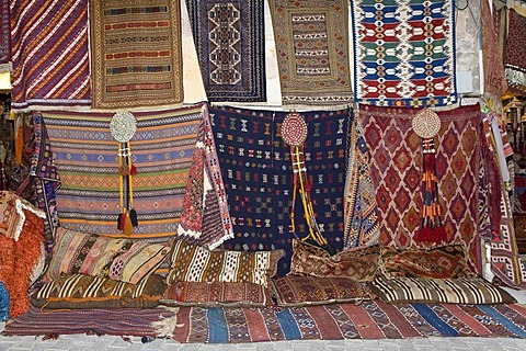 Carpet merchant in Goereme, Cappadocia, Central Anatolia, Turkey, Asia